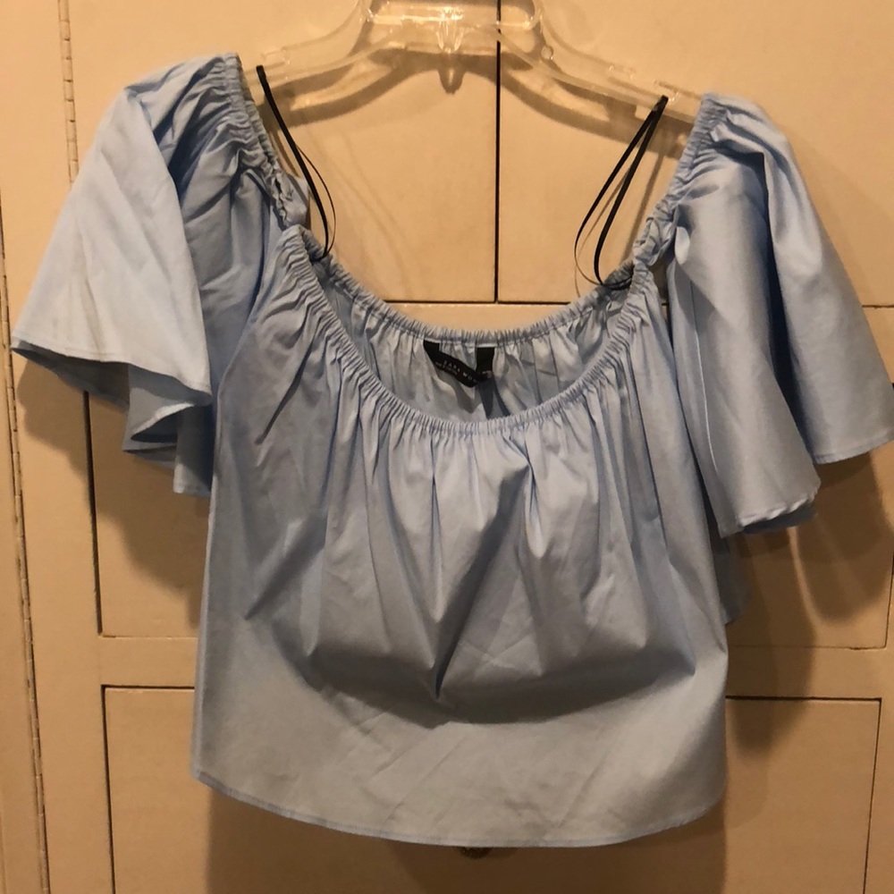 ZARA off thw shoulder poplin top S